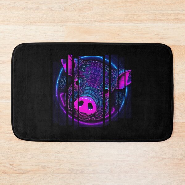 Item preview, Modified pig, half android, Neon, blue and pink colors, designed and sold by DONandEK.
