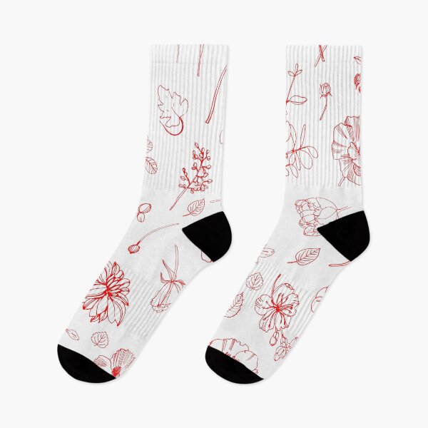 Item preview, Red Floral Flourish Delicate Botanical Pattern Floral Line Art Red Floral Repeat designed and sold by TolgaSal.