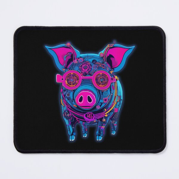 Item preview, Zmodyfikowana świnia, w połowie android, Neon, niebiesko różowe barwy, designed and sold by DONandEK.