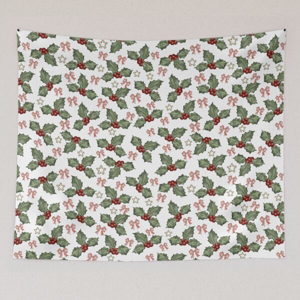 Item preview, Christmas candy cane coquette bow, candy star and cherry plant pattern designed and sold by shazdesign24.