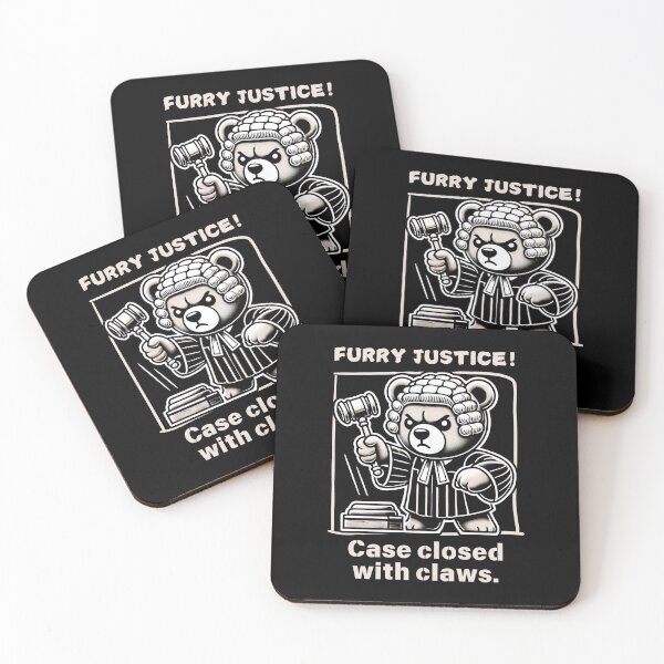 Item preview, Furry Justice! Case Closed With Claws In Black And White, Lila Wig, And The Bear's Determined Verdict designed and sold by SplashTastic.