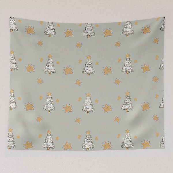 Item preview, Golden Christmas Stars and Silver tree  designed and sold by Krissys-Art.