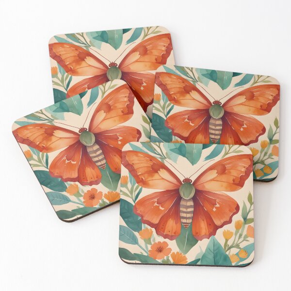 Item preview, Amber Wings, Autumn Wildlife Colors, Minimalist Rustic Decor, Cottagecore Aesthetic Vintage Nature Print, Botanical Butterfly in Orange Hues designed and sold by Kintsugi99.