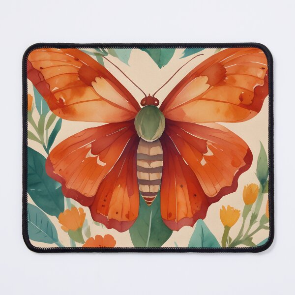 Item preview, Amber Wings, Autumn Wildlife Colors, Minimalist Rustic Decor, Cottagecore Aesthetic Vintage Nature Print, Botanical Butterfly in Orange Hues designed and sold by Kintsugi99.