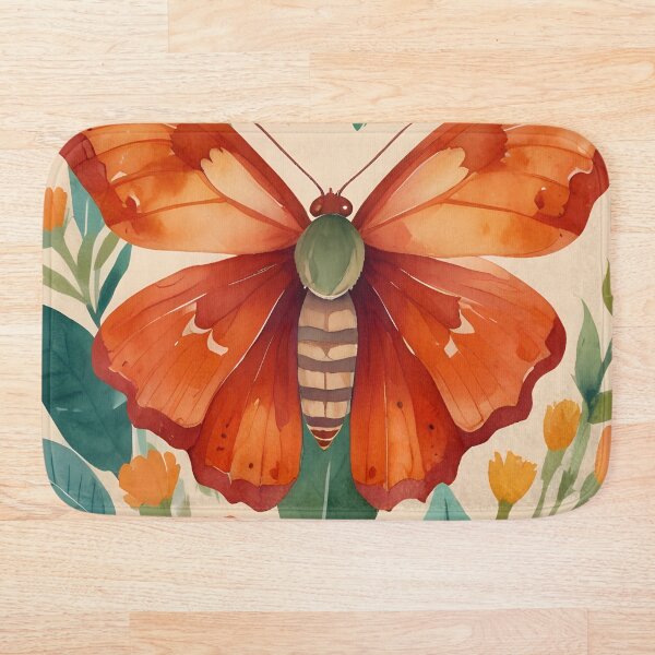 Item preview, Amber Wings, Autumn Wildlife Colors, Minimalist Rustic Decor, Cottagecore Aesthetic Vintage Nature Print, Botanical Butterfly in Orange Hues designed and sold by Kintsugi99.
