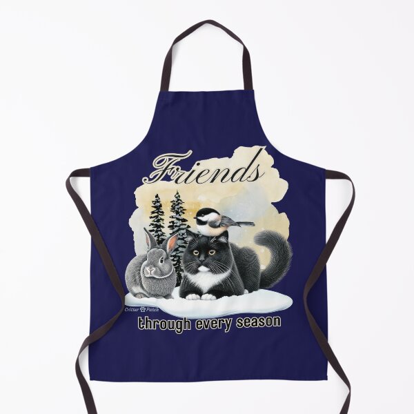 Item preview, Tuxedo Cat and Rabbit Friend in Snow designed and sold by critterpatchusa.