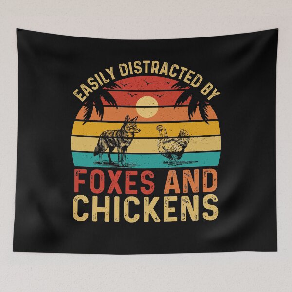 Item preview, Easily Distracted By Foxes And Chickens Retro Vintage Funny Animals Cute designed and sold by Nicet-shirt1.