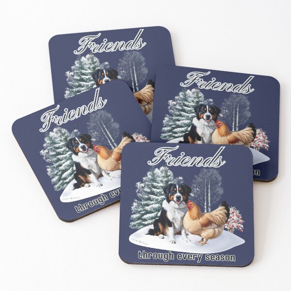 Item preview, Bernese Mountain Dog and Chicken Friends in Snow designed and sold by critterpatchusa.
