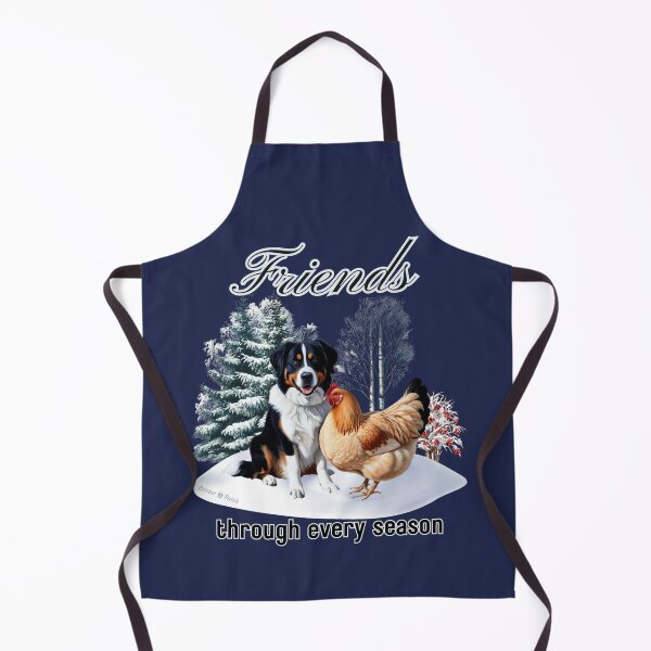 Item preview, Bernese Mountain Dog and Chicken Friends in Snow designed and sold by critterpatchusa.