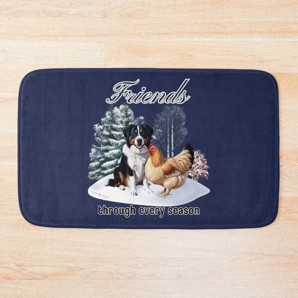 Item preview, Bernese Mountain Dog and Chicken Friends in Snow designed and sold by critterpatchusa.