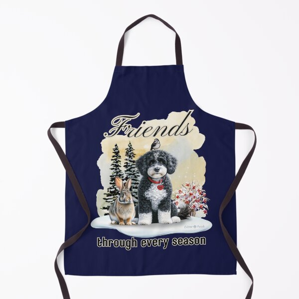 Item preview, Bernedoodle Dog, Rabbit, and Bird Friends in Snow designed and sold by critterpatchusa.