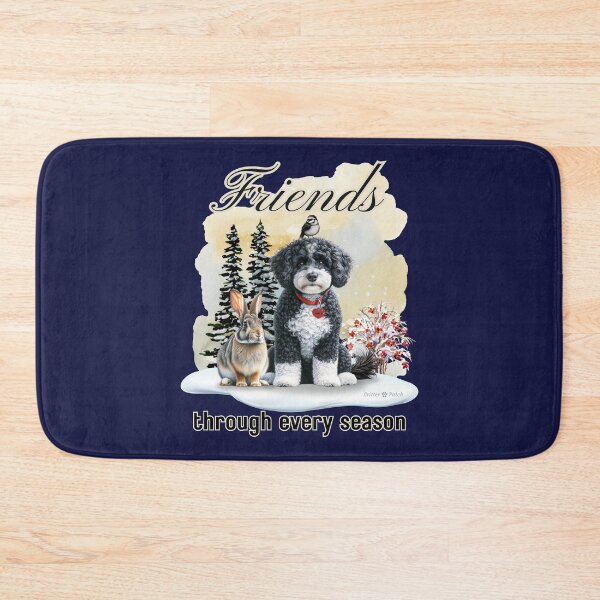 Item preview, Bernedoodle Dog, Rabbit, and Bird Friends in Snow designed and sold by critterpatchusa.