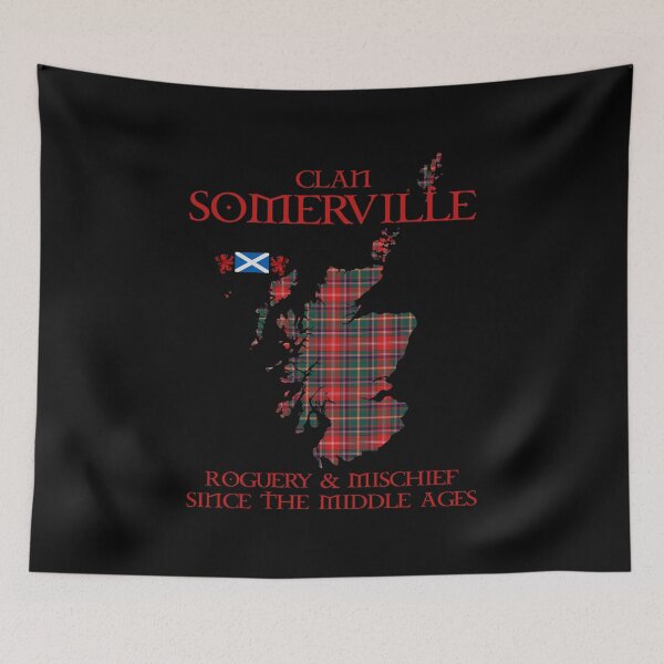 Artikelvorschau, Clan Somerville Tartan Schottland Karte Andreaskreuz Flagge und Löwe grassierend schottischen entworfen und verkauft von Clan1093.