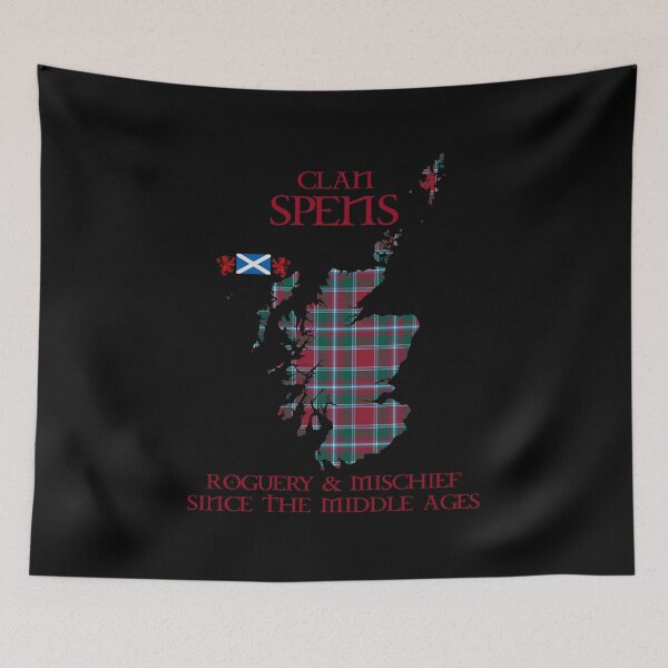 Artikelvorschau, Clan Spens Tartan Schottland Karte Andreaskreuz Flagge und Löwe grassierend schottischen entworfen und verkauft von Clan1093.
