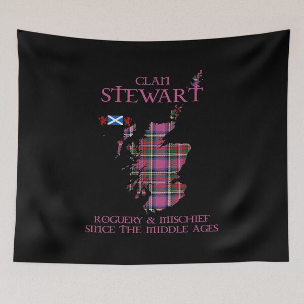 Item preview, Clan Stewart Pink tartan Scotland map Saltire flag and lion rampant scottish designed and sold by Clan1093.