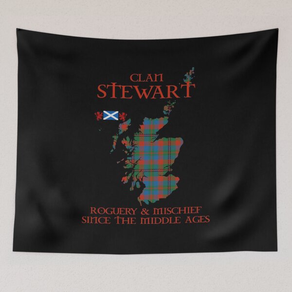 Item preview, Clan Stewart Plaid tartan Scotland map Saltire flag and lion rampant scottish designed and sold by Clan1093.