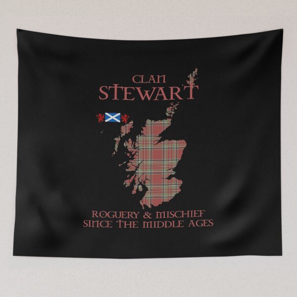 Item preview, Clan Stewart Regency tartan Scotland map Saltire flag and lion rampant scottish designed and sold by Clan1093.