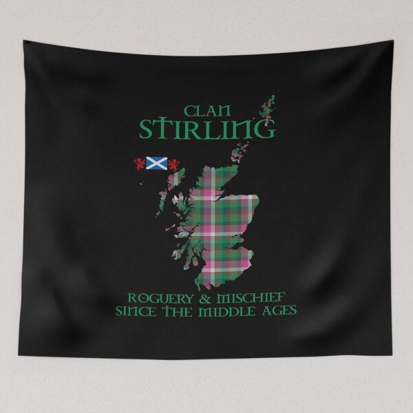 Item preview, Clan Stirling Millennium tartan Scotland map Saltire flag and lion rampant scottish designed and sold by Clan1093.