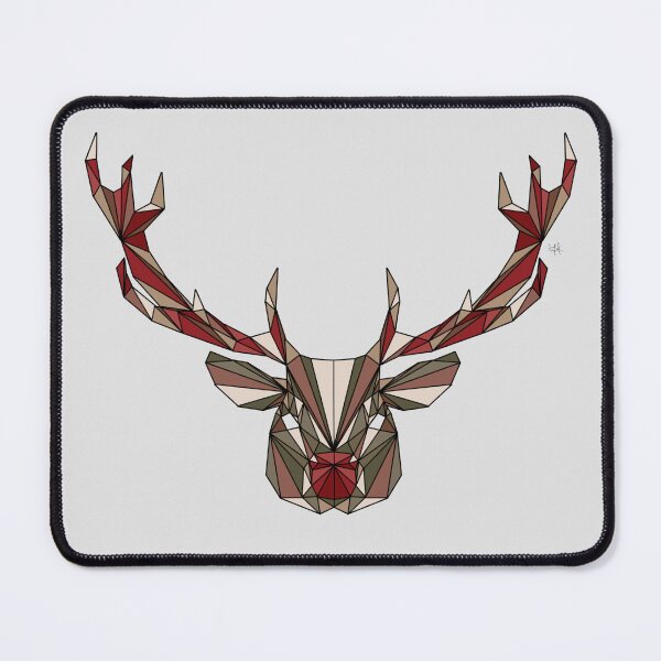 Artikelvorschau, Geometrischer Hirsch – Weihnachtstöne – Rot, Grün, Cremeweiß entworfen und verkauft von YaraCreatyque.