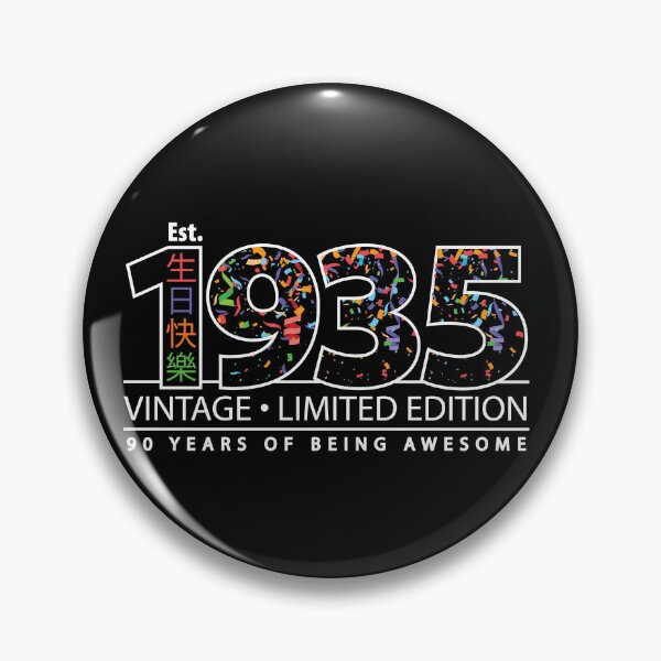 Item preview, Happy 90th Est. 1935 Vintage Limited Edition 90 Years of Being Awesome  designed and sold by PCStudio57.