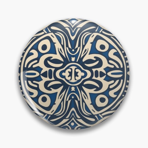 Item preview, Kowhaiwhai Miki (Blue And Beige) Pattern designed and sold by GrinGalore.