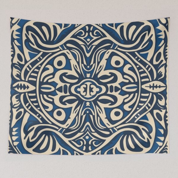 Item preview, Kowhaiwhai Miki (Blue And Beige) Pattern designed and sold by GrinGalore.