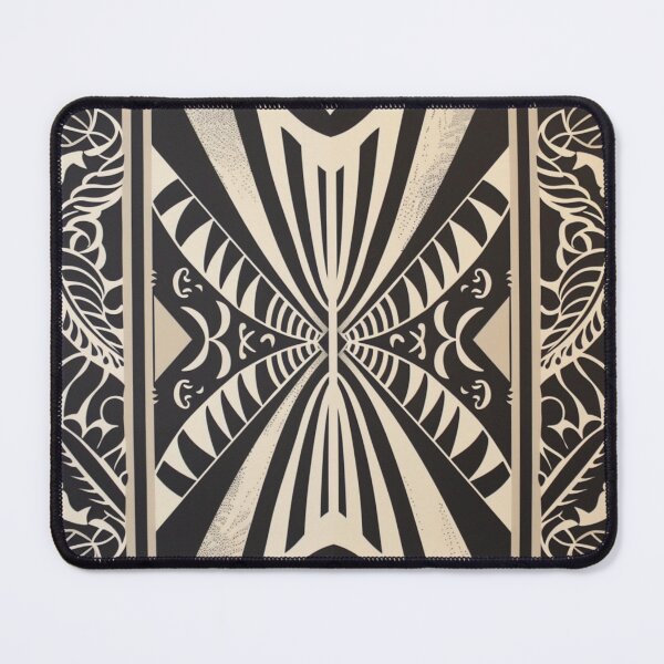 Item preview, Kowhaiwhai Miki (Black And Beige) Pattern designed and sold by GrinGalore.