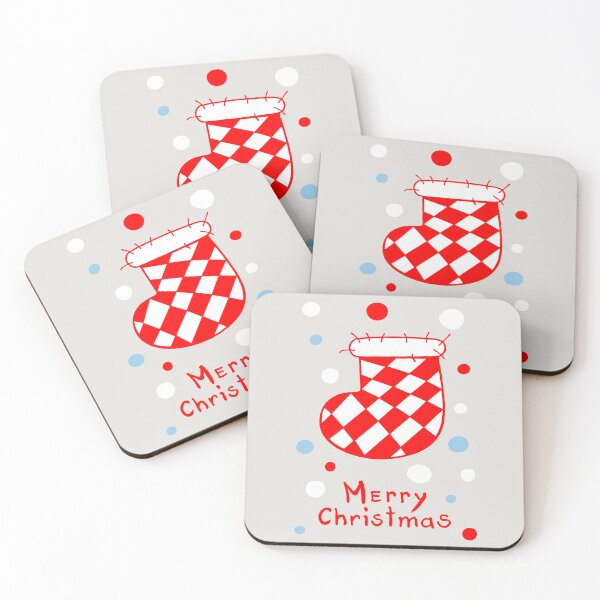 Item preview, Checkered red and white Christmas stocking. Wintertime greetings. designed and sold by ArchiTania Studio.