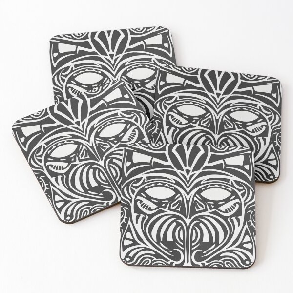 Item preview, Kowhaiwhai Miki (Black And White) Mask Snake Pattern designed and sold by GrinGalore.