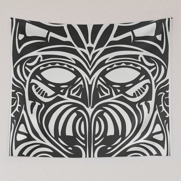 Item preview, Kowhaiwhai Miki (Black And White) Mask Snake Pattern designed and sold by GrinGalore.