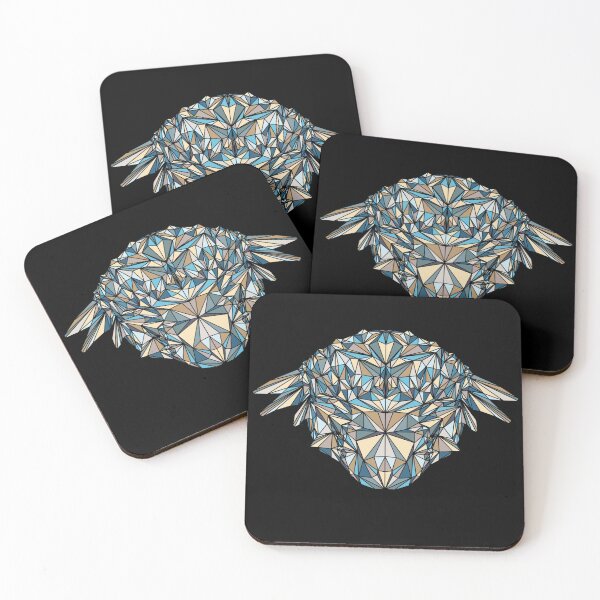 Item preview, Geometric Dinosaur - Ankylosaurus - Light blue and cream tones on black background designed and sold by YaraCreatyque.