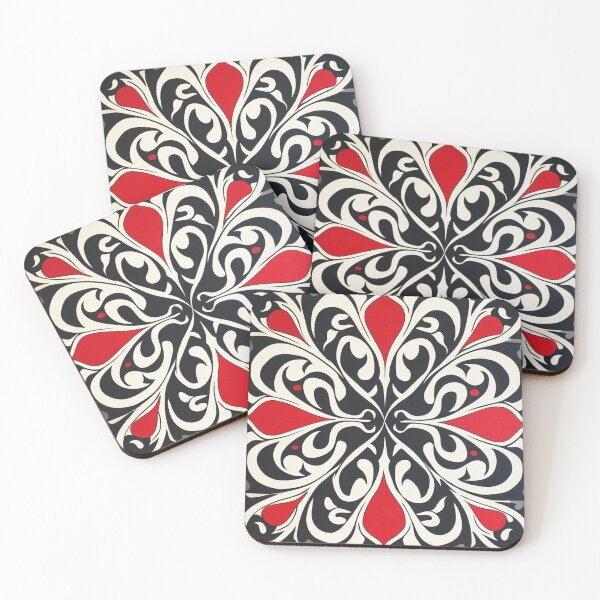 Item preview, Kowhaiwhai Miki (Red White Black) Pattern designed and sold by GrinGalore.