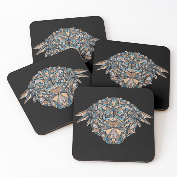 Item preview, Geometric Dinosaur - Ankylosaurus - Dark blue and earth tones on black background designed and sold by YaraCreatyque.