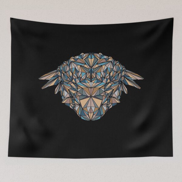 Item preview, Geometric Dinosaur - Ankylosaurus - Dark blue and earth tones on black background designed and sold by YaraCreatyque.