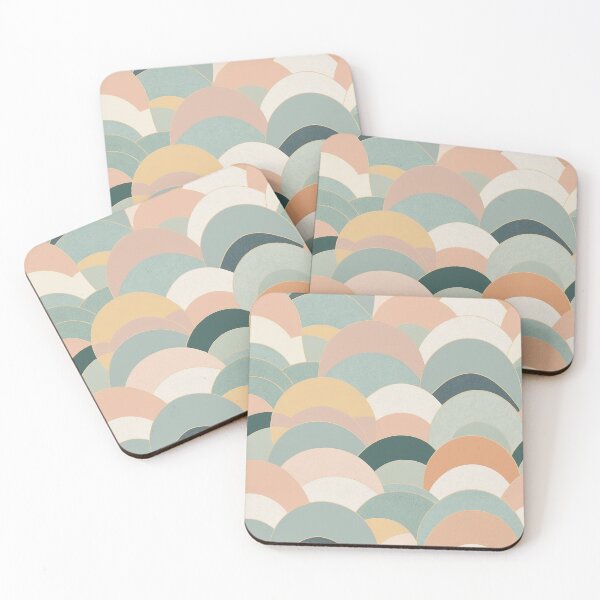 Item preview, retro vintage pattern 80-90s pastel color and gold geometric wave designed and sold by s-flo-art.