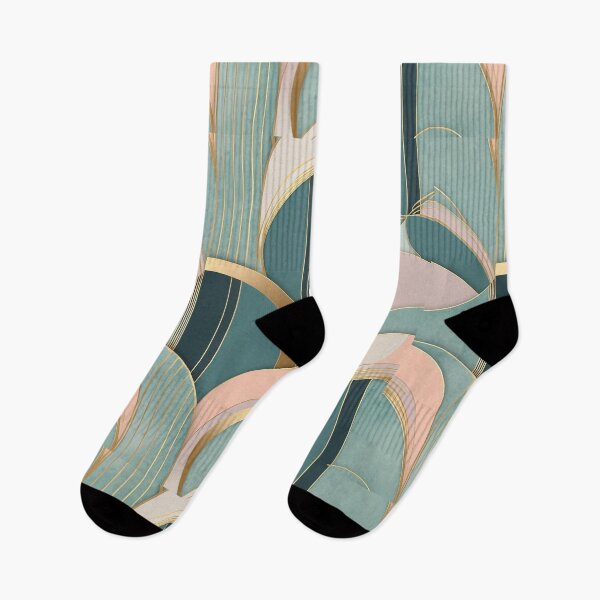 Item preview, retro vintage pattern 80-90s pastel color and gold geometric wave designed and sold by s-flo-art.