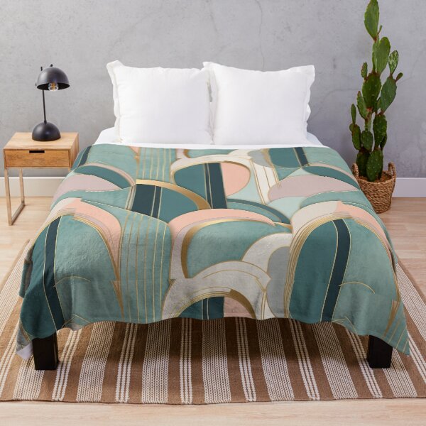 Item preview, retro vintage pattern 80-90s pastel color and gold geometric wave designed and sold by s-flo-art.