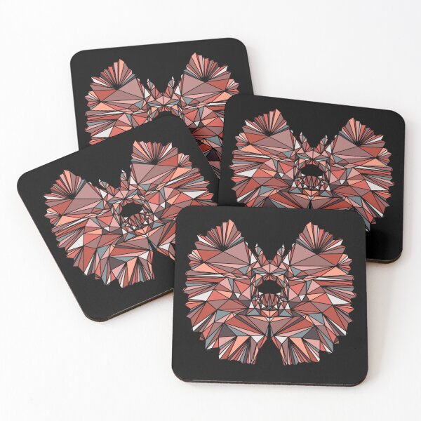 Item preview, Geometric Dinosaur - Dilophosaurus - Red Tones on Black Background designed and sold by YaraCreatyque.