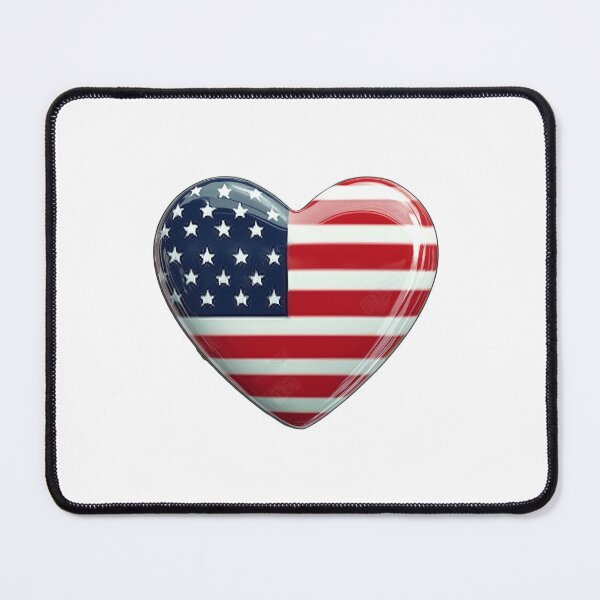 Item preview, Heart-shaped symbol adorned with the American flag designed and sold by MiraCleAI.