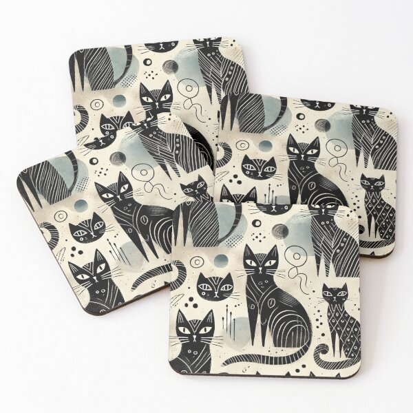 Item preview, Exclusive Black Cat Pattern Design with Artistic Variations designed and sold by Alta-store.