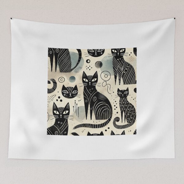 Item preview, Exclusive Black Cat Pattern Design with Artistic Variations designed and sold by Alta-store.