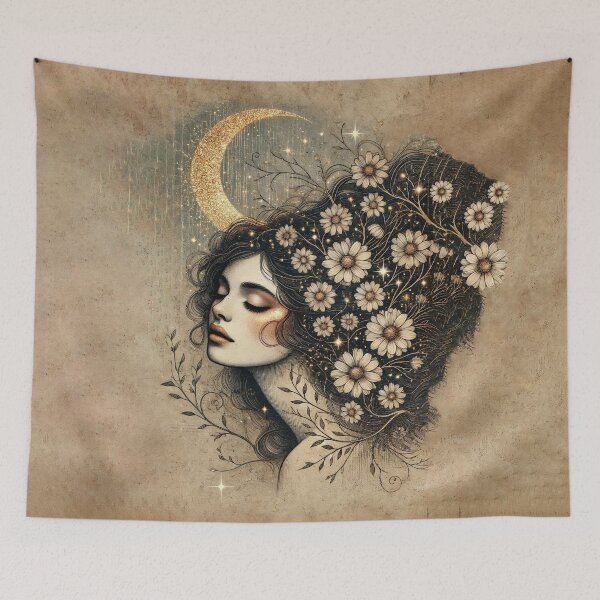 Item preview, Ethereal Moon Goddess with Floral Elements designed and sold by MarinaFila.