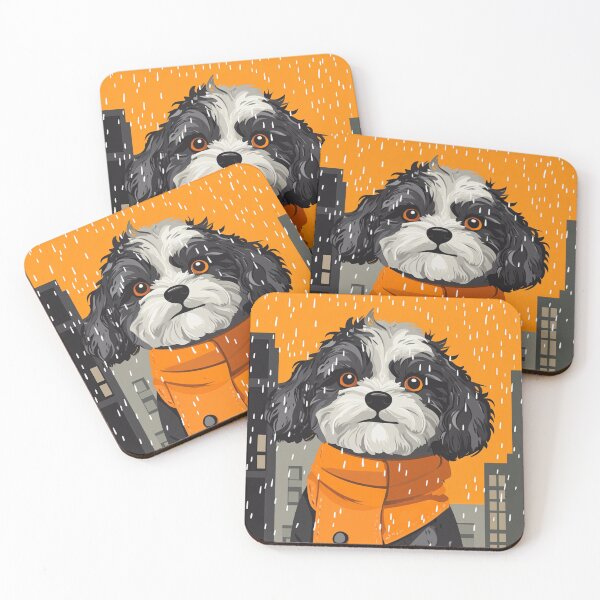 Item preview, Alone Maltipoo In the Big during city Rainy Day designed and sold by The Art of Kkatarynka.
