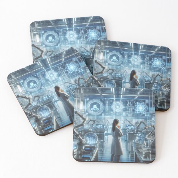 Item preview, scientist girl in futuristic lab designed and sold by cyberheadscifi.