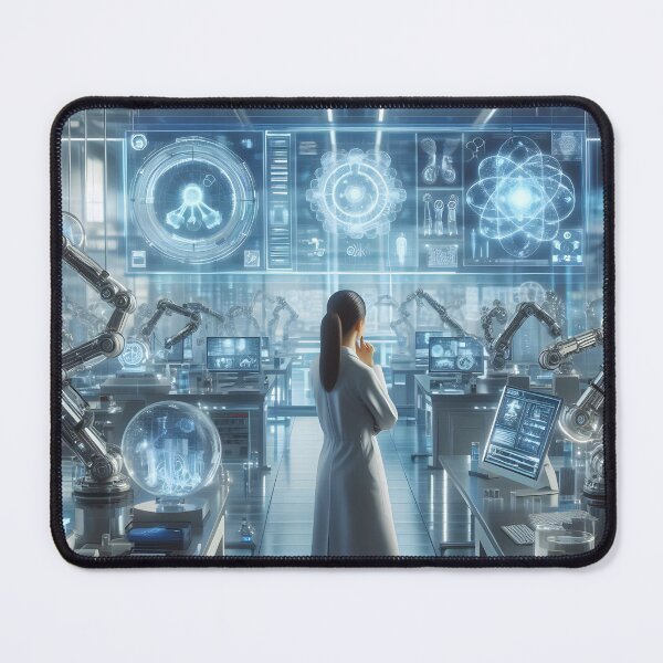 Item preview, scientist girl in futuristic lab designed and sold by cyberheadscifi.