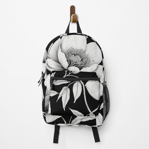 Item preview, black and white watercolor flower pattern japanese style designed and sold by s-flo-art.