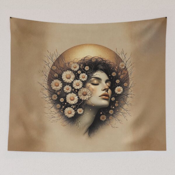 Item preview, Ethereal Moon Goddess with Floral Elements designed and sold by MarinaFila.