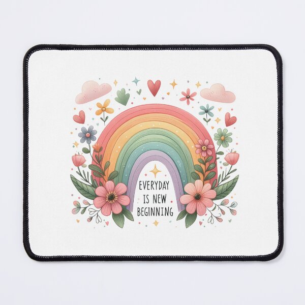 Item preview, Everyday is new beginning - rainbow with flowers design positive optimistic designed and sold by Dominika Farkašová.