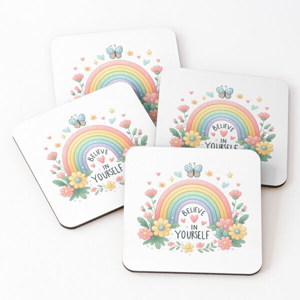 Item preview, BVelieve in Yourself  - rainbow with flowers design positive optimistic  designed and sold by Dominika Farkašová.