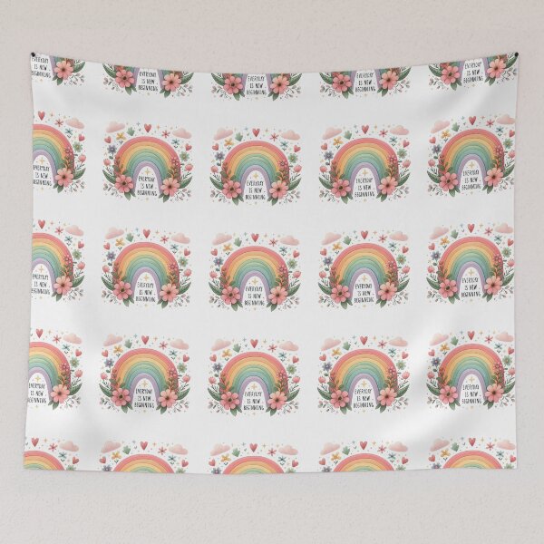 Item preview, Everyday is new beginning  - rainbow with flowers design positive optimistic  designed and sold by Dominika Farkašová.